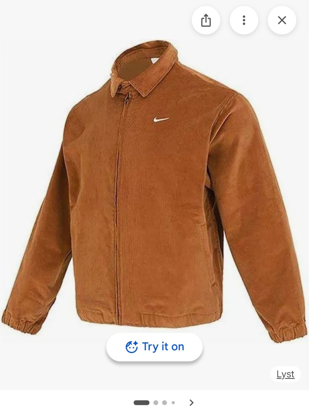 Nike Brown Corduroy Zip-Up Shirt Jacket